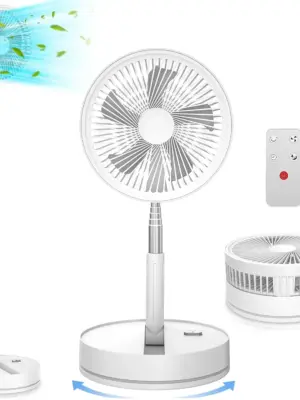 9" Foldable Rechargeable Fan Retractable Portable Mini Electric Fan with 7200mAh Battery & Remote Control for Home office