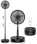 9" Foldable Rechargeable Fan Retractable Portable Mini Electric Fan with 7200mAh Battery & Remote Control for Home office