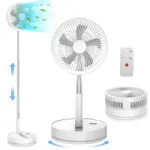 9" Foldable Rechargeable Fan Retractable Portable Mini Electric Fan with 7200mAh Battery & Remote Control for Home office