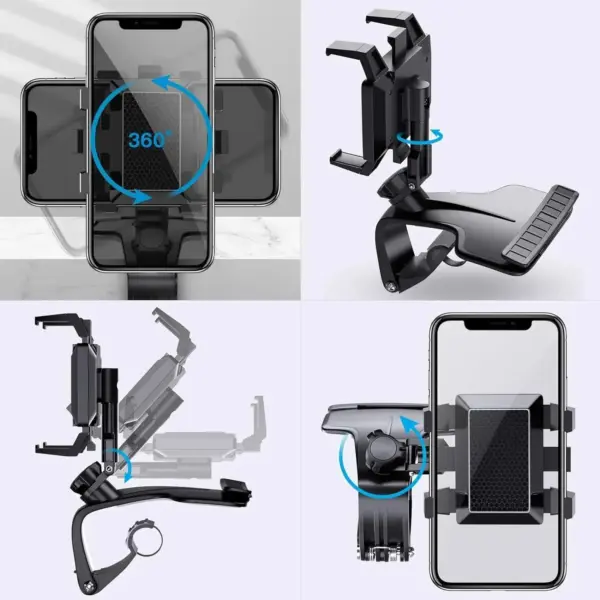 Car Phone Holder Mount for Dashboard, 1200° Rotating Cell Phone Holder for Car, Universal Big Clamp Car Phone Mount Compatible
