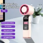 Mini Ice Compress Handheld Turbo Jet Fan 199 Wind Speeds Adjustable 4000mAh USB Rechargeable Portable Fan Outdoor Turbo Neck Fan