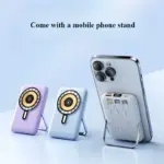 Wireless Magnetic Power Bank 20000mAh, Fast Charging, Portable, Built-in Cable, Three in One Durable Mobile Power Supply