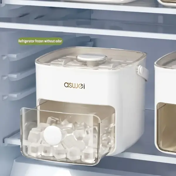 48-Cube Ice Maker with Easy Press Cap - Double Layer, Press Portable Design, Household Ice Storage Ice Box