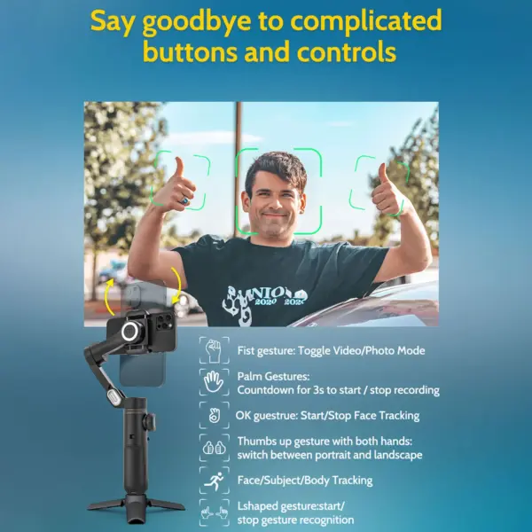 AOCHUAN Smart XPro Smartphone 3 Axis Gimbal Stabilizer For iPhone and Android Smartphone Shooting Video With fill light effect