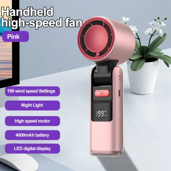 Mini Ice Compress Handheld Turbo Jet Fan 199 Wind Speeds Adjustable 4000mAh USB Rechargeable Portable Fan Outdoor Turbo Neck Fan