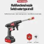 60BAR Wireless High Pressure Car Washer Self Priming Sustain 50min Washing 300W Car Wash Water Gun With Li-ion Battery 21V