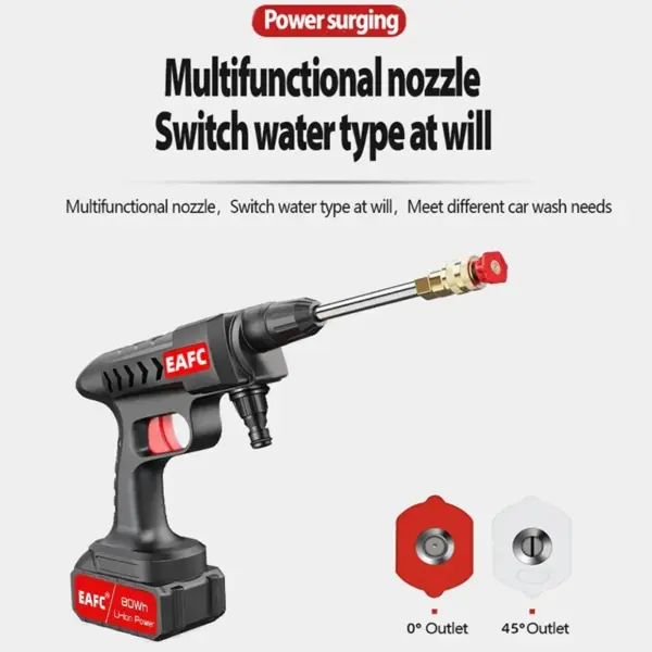60BAR Wireless High Pressure Car Washer Self Priming Sustain 50min Washing 300W Car Wash Water Gun With Li-ion Battery 21V
