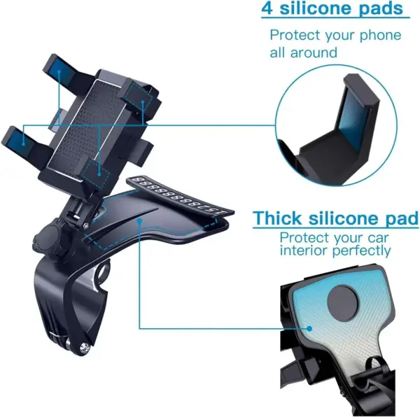 Car Phone Holder Mount for Dashboard, 1200° Rotating Cell Phone Holder for Car, Universal Big Clamp Car Phone Mount Compatible