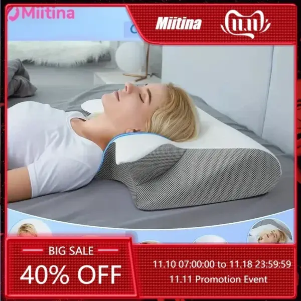1pc Memory Foam Cervical Pillow, 2 in 1 Ergonomic Contour Orthopedic Pillow for Neck Pain Support Pillows Pillowcase replacement