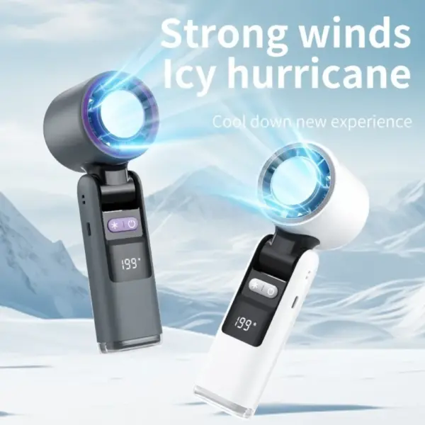 Mini Ice Compress Handheld Turbo Jet Fan 199 Wind Speeds Adjustable 4000mAh USB Rechargeable Portable Fan Outdoor Turbo Neck Fan