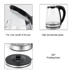 1.8L Electric Kettle Glass Tea Kettle 220V 1500-1800W Water Boiler Home Kitchen water heater,Dry Boiling Protection