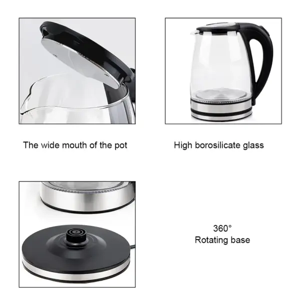 1.8L Electric Kettle Glass Tea Kettle 220V 1500-1800W Water Boiler Home Kitchen water heater,Dry Boiling Protection
