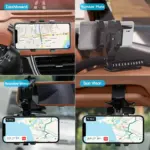 Car Phone Holder Mount for Dashboard, 1200° Rotating Cell Phone Holder for Car, Universal Big Clamp Car Phone Mount Compatible