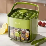 48-Cube Ice Maker with Easy Press Cap - Double Layer, Press Portable Design, Household Ice Storage Ice Box