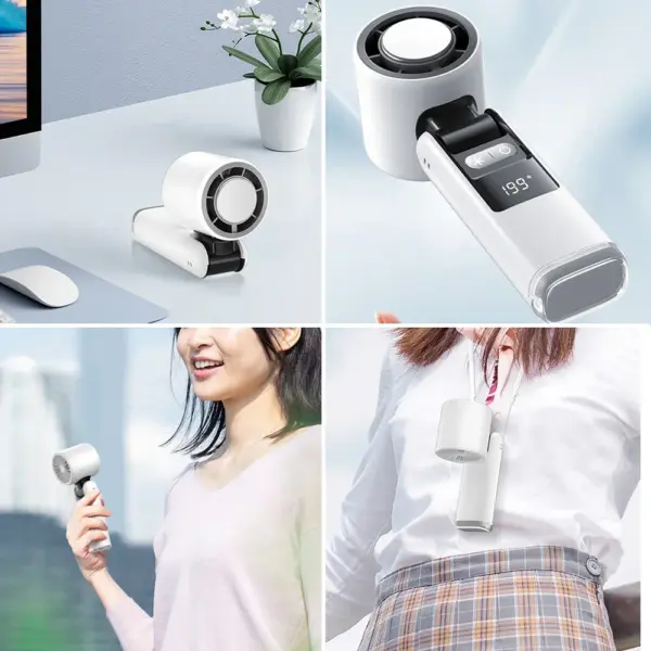 Mini Ice Compress Handheld Turbo Jet Fan 199 Wind Speeds Adjustable 4000mAh USB Rechargeable Portable Fan Outdoor Turbo Neck Fan