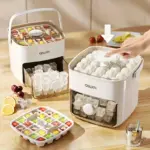48-Cube Ice Maker with Easy Press Cap - Double Layer, Press Portable Design, Household Ice Storage Ice Box