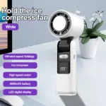 Mini Ice Compress Handheld Turbo Jet Fan 199 Wind Speeds Adjustable 4000mAh USB Rechargeable Portable Fan Outdoor Turbo Neck Fan