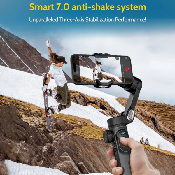 AOCHUAN Smart XPro Smartphone 3 Axis Gimbal Stabilizer For iPhone and Android Smartphone Shooting Video With fill light effect