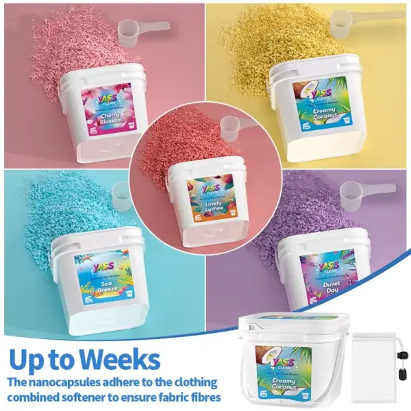 Yass Clean Sumptuous Scent Booster Laundry Beads 2.5L 1.8KG Cream Coconut Sea Breeze, In-Wash Scent Booster Beads That Gives A Fresh Scent Boost From Wash To Wash,Suitable for Sensitive Skin, Non-Stop Freshness Up To Weeks In Storage