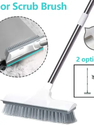 Floor Scrub Brush 2 in 1 Cleaning Brush with Adjustable Long Handle Multifunctional Push Broom Clean Tool for Bathroom Kitchen