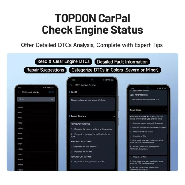 Topdon Carpal Obd2 Scanner Bluetooth Voor Auto Alle Systeem Diagnostisch Hulpmiddel Ios Android Voertuig Gezondheidscontrole Smogcontrole Batterijtest