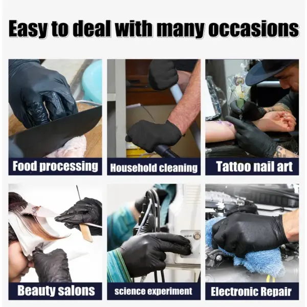 100pcs Black Nitrile Gloves Kitchen Disposable Synthetic Latex Gloves For Household Kitchen Cleaning Gloves Powder free