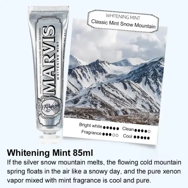 1PC 85ml Italy Original Marvis Toothpaste Whitening Mint Freshen Breath Remove Smoke Stains Toothpaste Teeth Whitening
