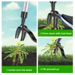 Stand Up Weed Puller Claw Tool Aluminum Alloy Weeding Head Replacement Garden Foot Pedal Digging Grass Shovel Root Remover