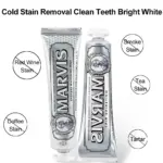 1PC 85ml Italy Original Marvis Toothpaste Whitening Mint Freshen Breath Remove Smoke Stains Toothpaste Teeth Whitening