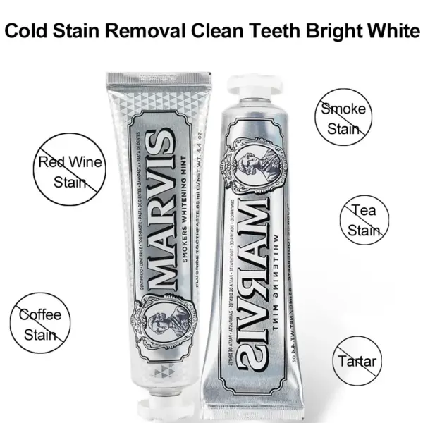 1PC 85ml Italy Original Marvis Toothpaste Whitening Mint Freshen Breath Remove Smoke Stains Toothpaste Teeth Whitening
