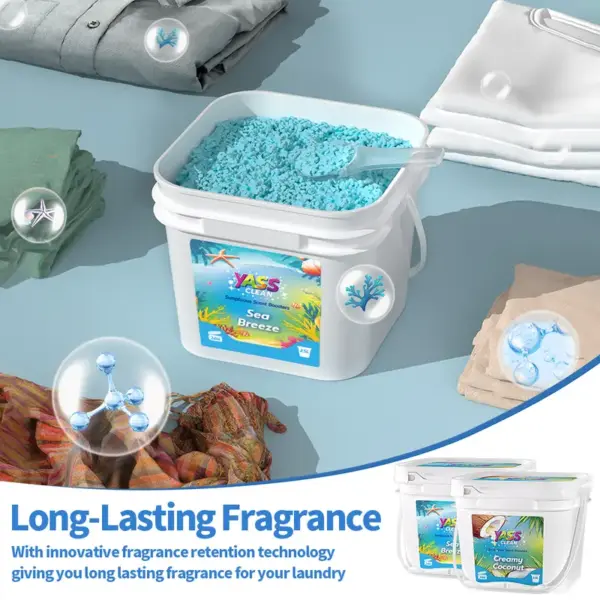 Yass Clean Sumptuous Scent Booster Laundry Beads 2.5L 1.8KG Cream Coconut Sea Breeze, In-Wash Scent Booster Beads That Gives A Fresh Scent Boost From Wash To Wash,Suitable for Sensitive Skin, Non-Stop Freshness Up To Weeks In Storage