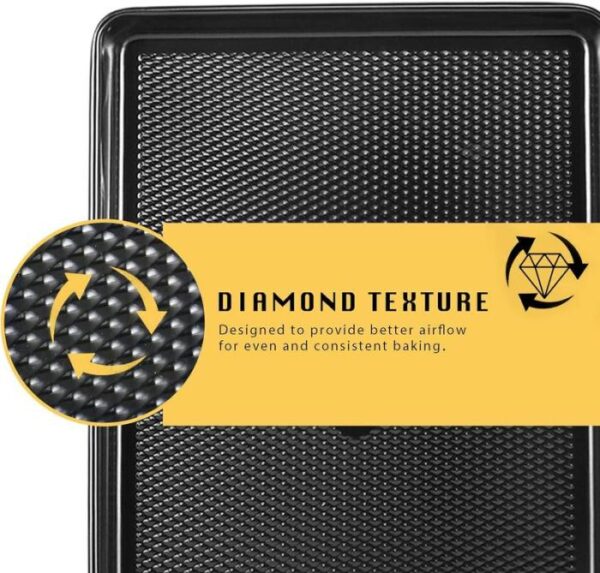 [Dealsforyou]HONGBAKE Diamond-Texture Baking Sheet Pan Set, Non-Stick Cookie Sheets, Teflon-Free Heavy Duty Bakeware - 3 Sizes, Baker, Kitchenware Cooking