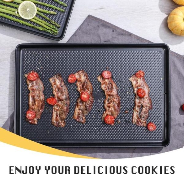 [Dealsforyou]HONGBAKE Diamond-Texture Baking Sheet Pan Set, Non-Stick Cookie Sheets, Teflon-Free Heavy Duty Bakeware - 3 Sizes, Baker, Kitchenware Cooking
