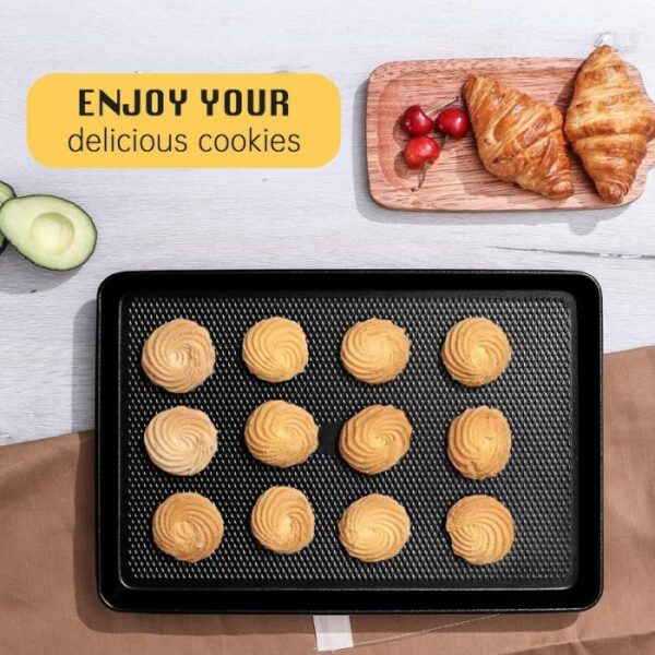 [Dealsforyou]HONGBAKE Diamond-Texture Baking Sheet Pan Set, Non-Stick Cookie Sheets, Teflon-Free Heavy Duty Bakeware - 3 Sizes, Baker, Kitchenware Cooking