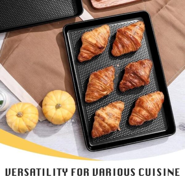 [Dealsforyou]HONGBAKE Diamond-Texture Baking Sheet Pan Set, Non-Stick Cookie Sheets, Teflon-Free Heavy Duty Bakeware - 3 Sizes, Baker, Kitchenware Cooking