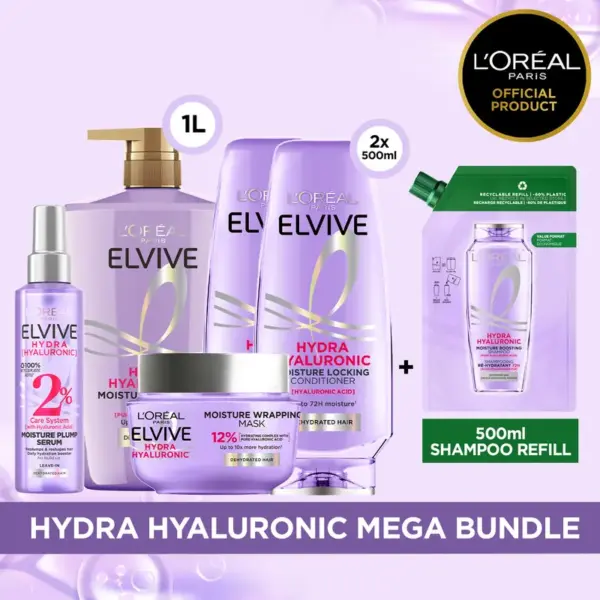 L'Oreal Paris Hydra Hyaluronic Haircare Range - Choose Your Bundle