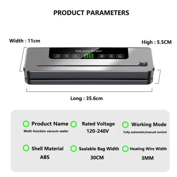 Electric Vacuum Sealer Machine Dry/Wet Food Packaging Vacuum Sealing Bags Food Storage Vacuum Packaging Machine For Kitchen Home
