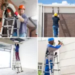 Telescopic Ladder Aluminium 6.6m/4.2m 13.8ft 22ft  A-Frame Folding Portable Multi-Purpose Ladder with EN131 Certified Load 150kg