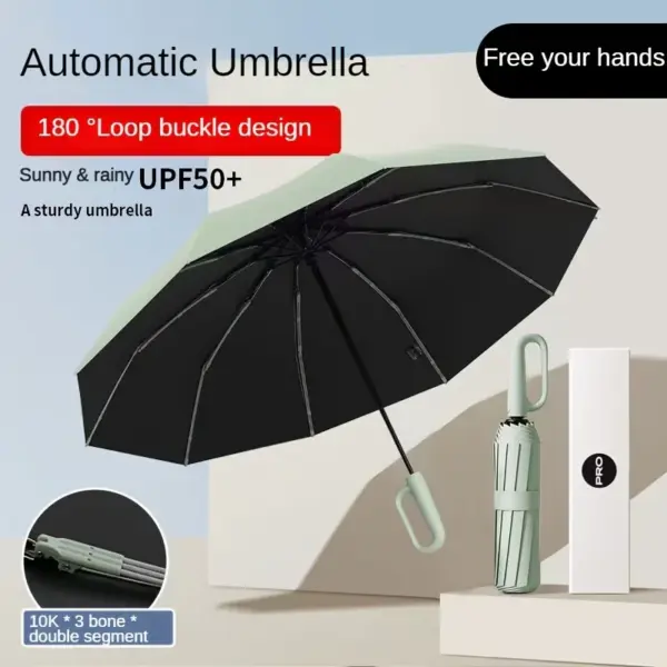 Strong 30 Bones 105CM Windproof Umbrella Reinforced Automatic Folding Umbrellas with Buckle Handle Waterproof Umbrella