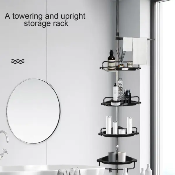 Shower Rack Adjustable Four-tier Corner Shower Caddy with Anti-rust Coating for Simple Installation Ample Storage Space