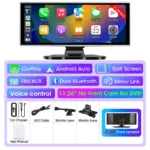 11.26 inch Dash Cam 4K Car DVR Wireless Carplay & Android Auto GPS Navigation Video Recorder Dashboard Dual Lens Wifi FM AUX
