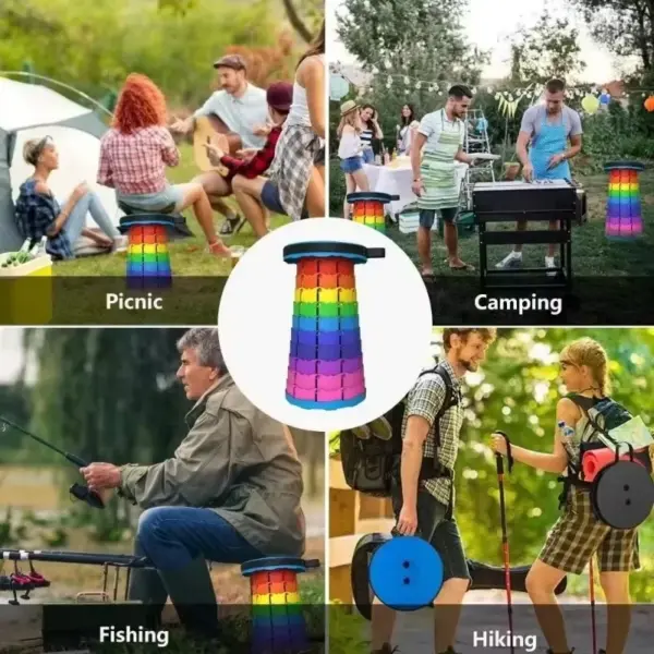 Adjustable Height Compact Stool  Lightweight Portable Plastic Folding Telescopic Chair for Outdoor Fishing  Beach & Camping