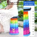 Adjustable Height Compact Stool  Lightweight Portable Plastic Folding Telescopic Chair for Outdoor Fishing  Beach & Camping