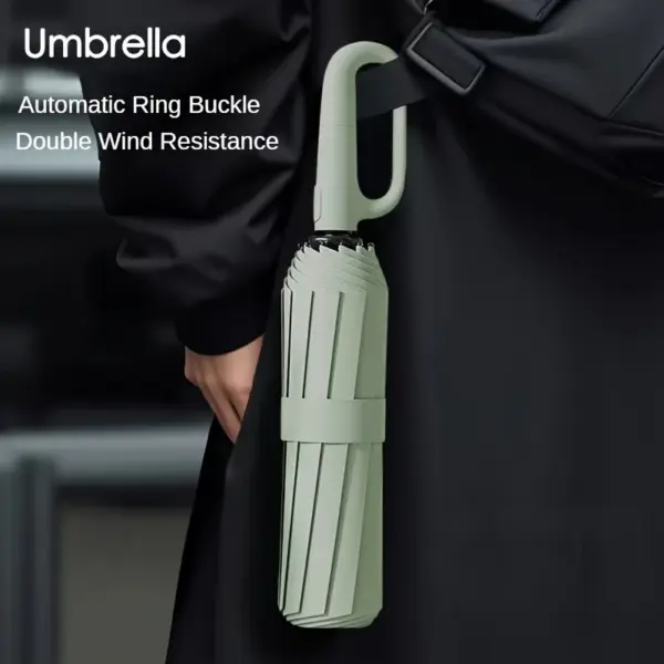 Strong 30 Bones 105CM Windproof Umbrella Reinforced Automatic Folding Umbrellas with Buckle Handle Waterproof Umbrella