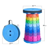 Adjustable Height Compact Stool  Lightweight Portable Plastic Folding Telescopic Chair for Outdoor Fishing  Beach & Camping