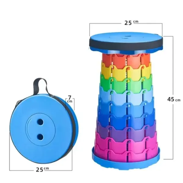 Adjustable Height Compact Stool  Lightweight Portable Plastic Folding Telescopic Chair for Outdoor Fishing  Beach & Camping