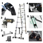 Telescopic Ladder Aluminium 6.6m/4.2m 13.8ft 22ft  A-Frame Folding Portable Multi-Purpose Ladder with EN131 Certified Load 150kg