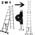 Telescopic Ladder Aluminium 6.6m/4.2m 13.8ft 22ft  A-Frame Folding Portable Multi-Purpose Ladder with EN131 Certified Load 150kg