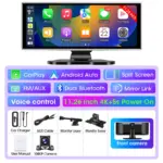 11.26 inch Dash Cam 4K Car DVR Wireless Carplay & Android Auto GPS Navigation Video Recorder Dashboard Dual Lens Wifi FM AUX