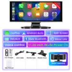 11.26 inch Dash Cam 4K Car DVR Wireless Carplay & Android Auto GPS Navigation Video Recorder Dashboard Dual Lens Wifi FM AUX